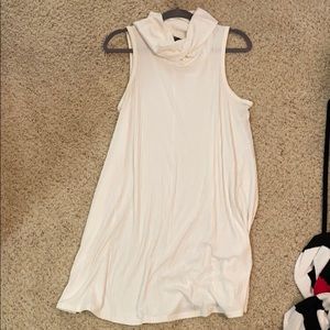 Turtle neck white flowy dress